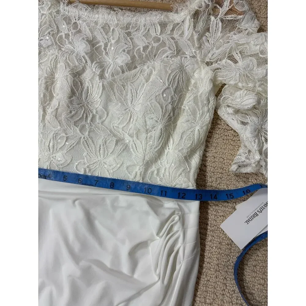 David’s Bridal DB Studio Wedding Dress Womens Size 4 Ivory Lace Elegant Gown New